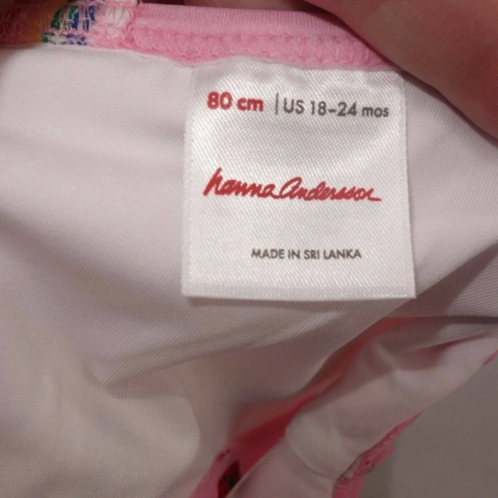 NEW Hanna Andersson Pink Strawberry Ruffle Tankini Swimsuit Size 80 18-2…